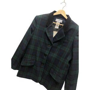 White Stag NWT Vintage Deadstock Green & Blue Wool Tartan Blazer